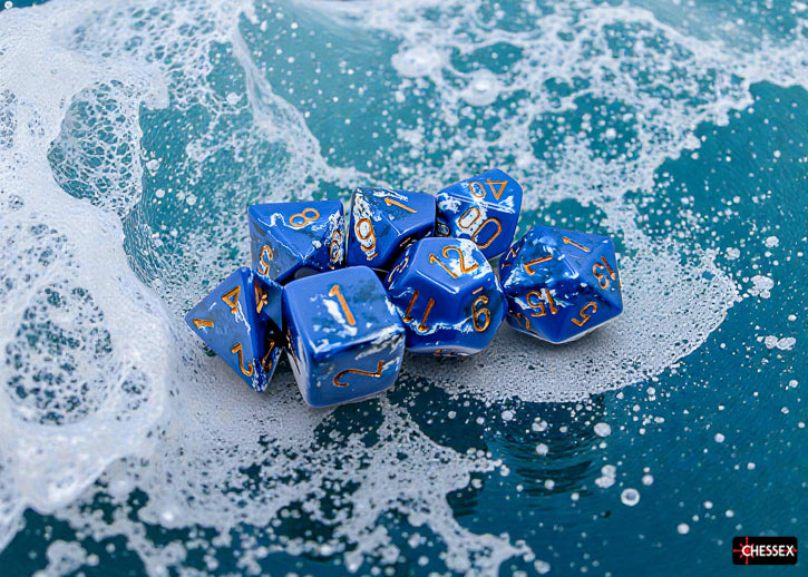 Chessex Polyhedral 7-Die Set Brush Wavebreak/gold