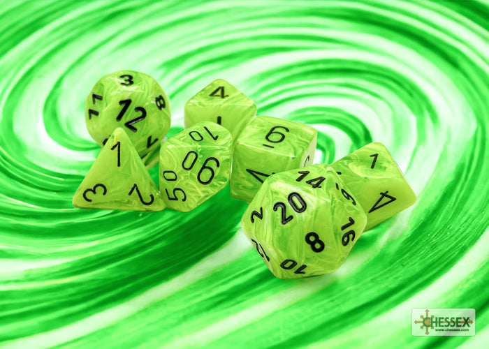 Chessex Polyhedral 7-Die Set Vortex Bright Green/black