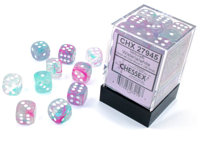 Chessex 12mm d6 Dice Block Nebula Wisteria/white