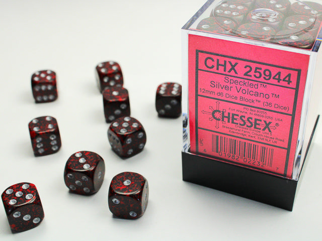 Chessex 12mm d6 Dice Block Speckled Silver Volcano