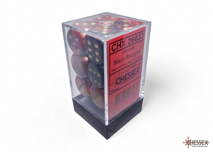 Chessex 16mm d6 Dice Block Gemini Black-Red/gold