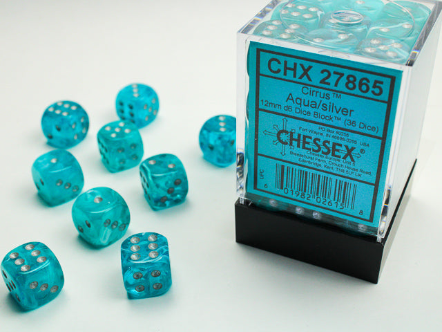 Chessex 12mm d6 Dice Block Cirrus Aqua/silver