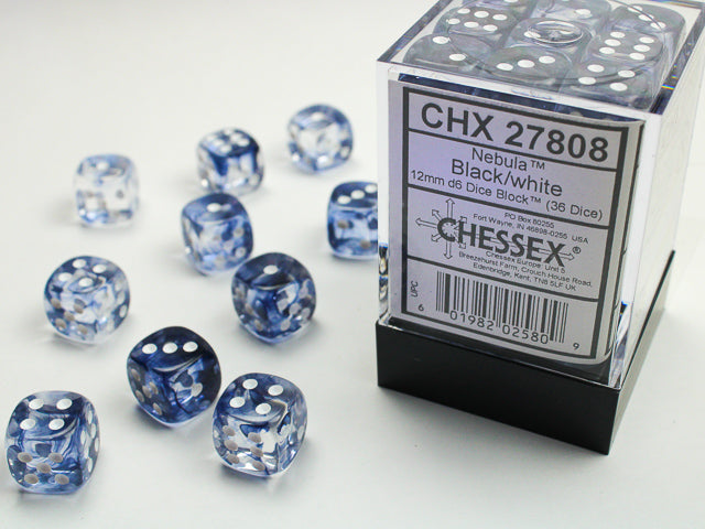 Chessex 12mm d6 Dice Block Nebula Black/white