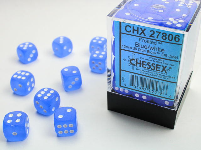 Chessex 12mm d6 Dice Block Frosted Blue/white