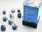 Chessex 12mm d6 Dice Block Gemini Astral Blue-White/red