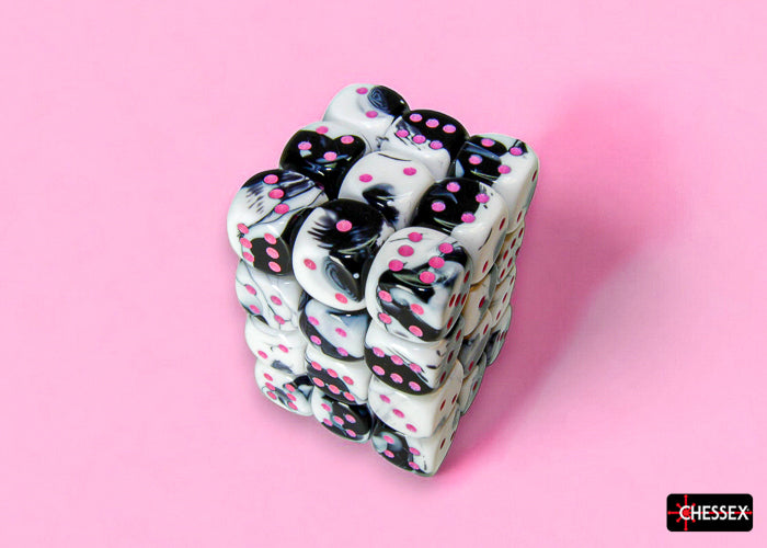 Chessex 12mm d6 Dice Block Gemini Black-White/pink