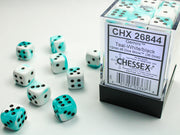 Chessex 12mm d6 Dice Block Gemini Teal-White/black