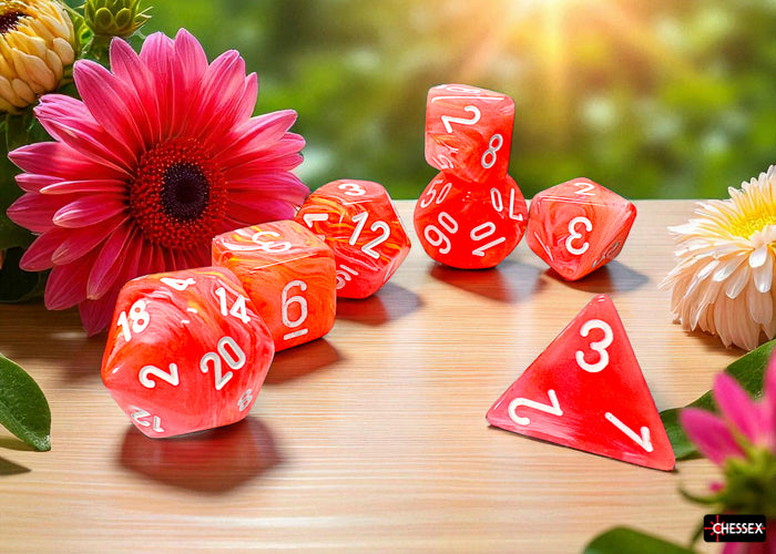 Chessex Mega-hedral 7-Die Set Festive Dahlia/white