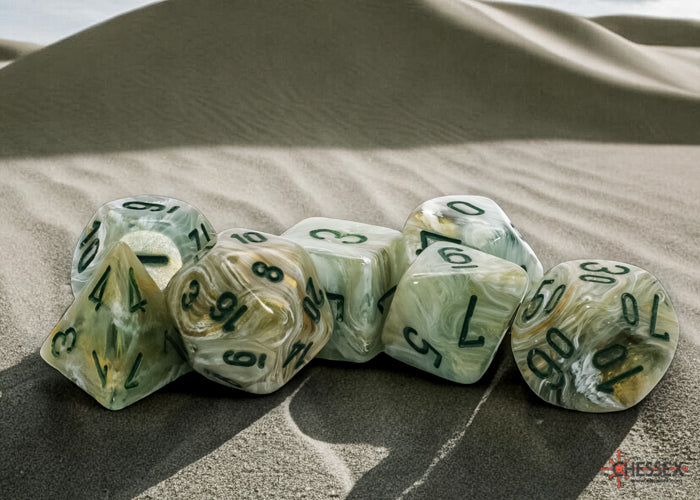 Chessex Mega-hedral 7-Die Set Marble Green/dark green