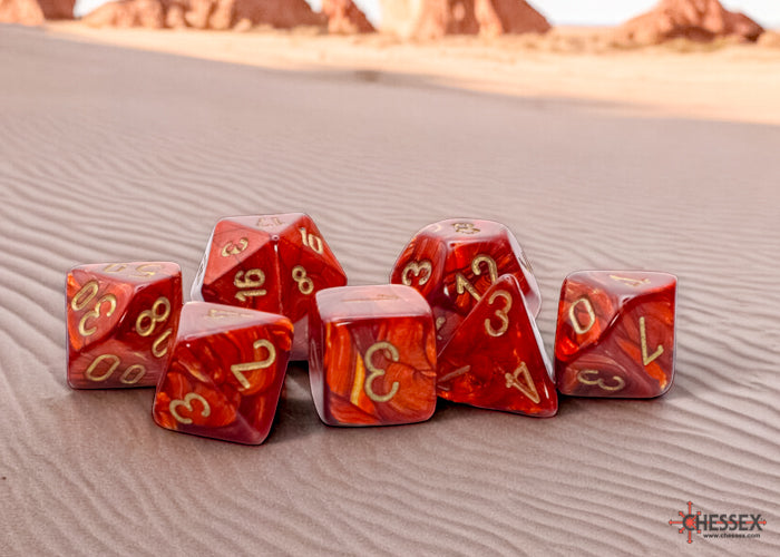 Chessex Mega-hedral 7-Die Set Scarab Scarlet/gold