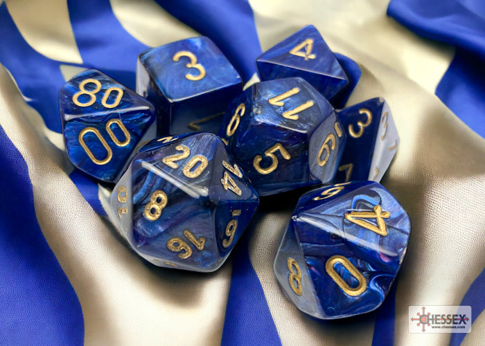 Chessex Polyhedral 7-Die Set Scarab Royal Blue/gold