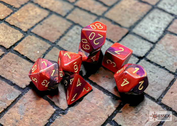 Chessex Polyhedral 7-Die Set Gemini Purple-Red/gold
