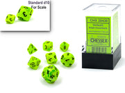 Chessex Polyhedral Mini 7-Die Set Vortex Bright Green/black
