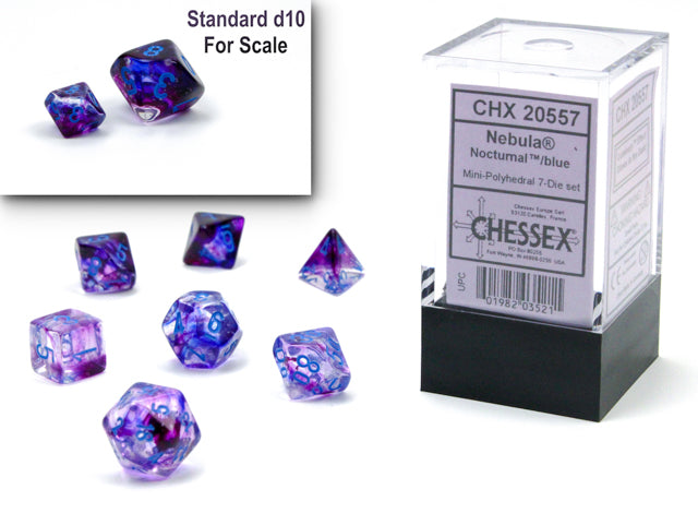 Chessex Polyhedral Mini 7-Die Set Nebula Nocturnal/blue